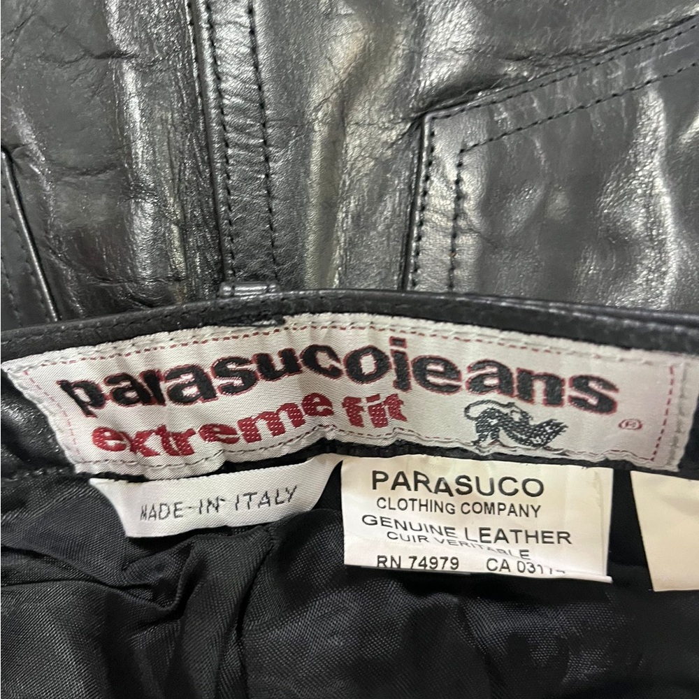 NWT vintage Parasuco Black Leather Pants sizes 24, 25 - Picture 4 of 7